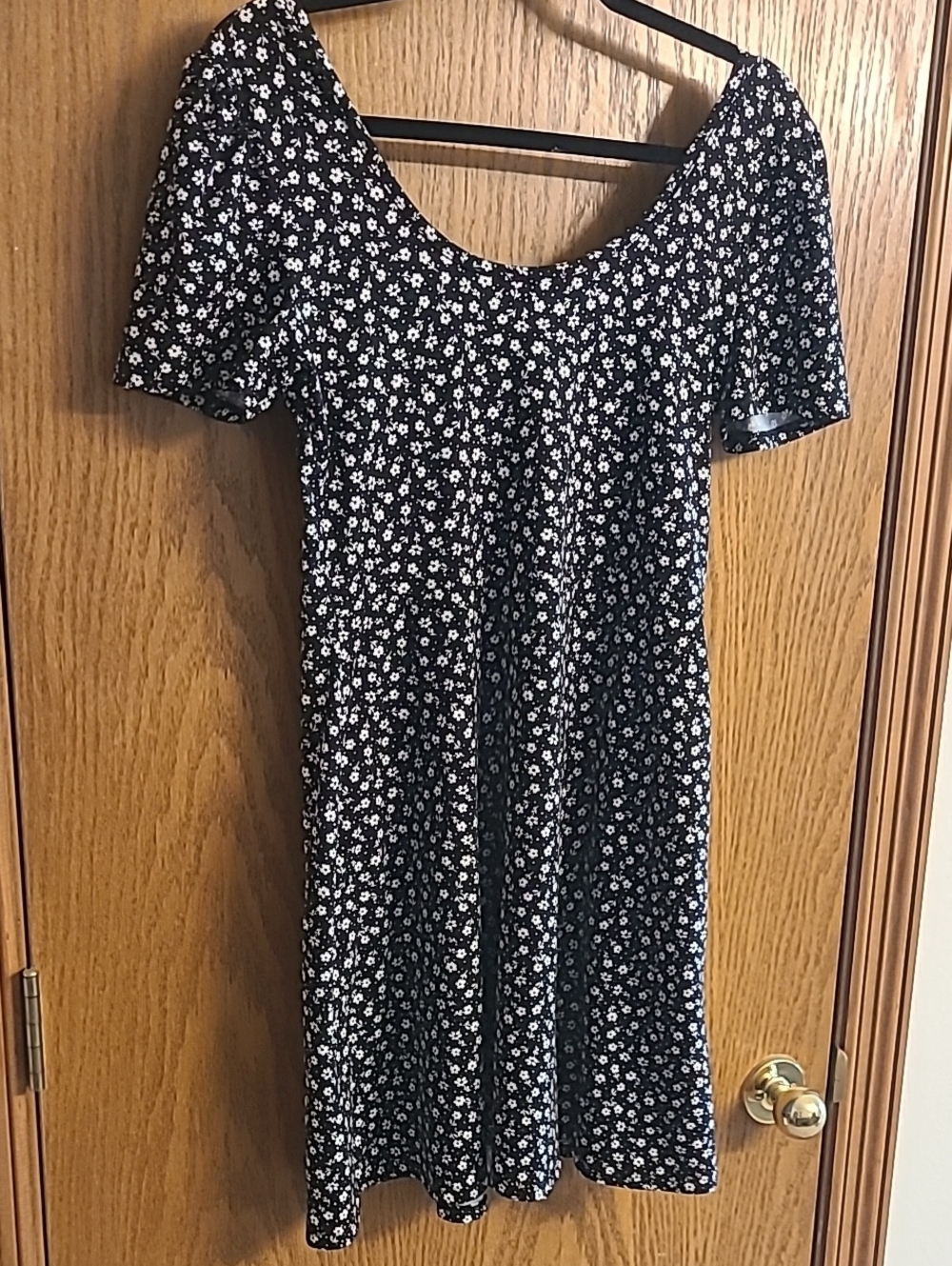 Altar'd State Black and White Floral Scoop-Neck Mini Dress